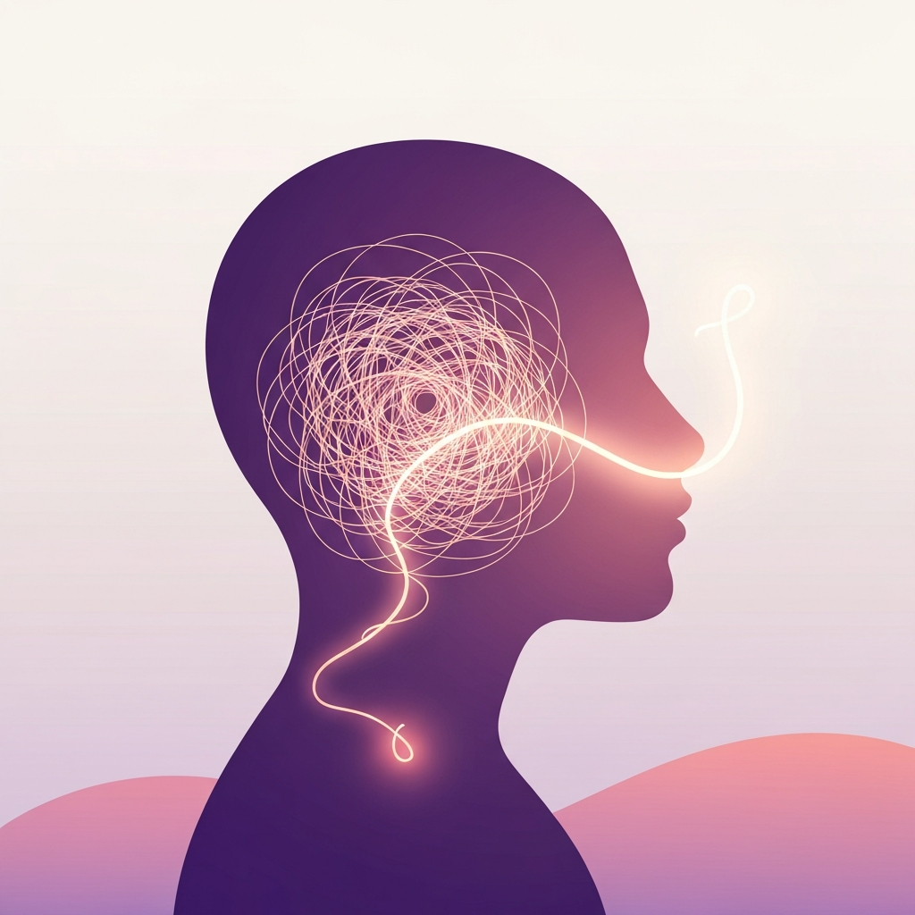 Abstract illustration of tangled thoughts becoming clear